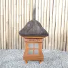  Product image 1 of the product “Balinese Garden Lantern, H 52 cm. Made from wood, glas and natural black grass. ”